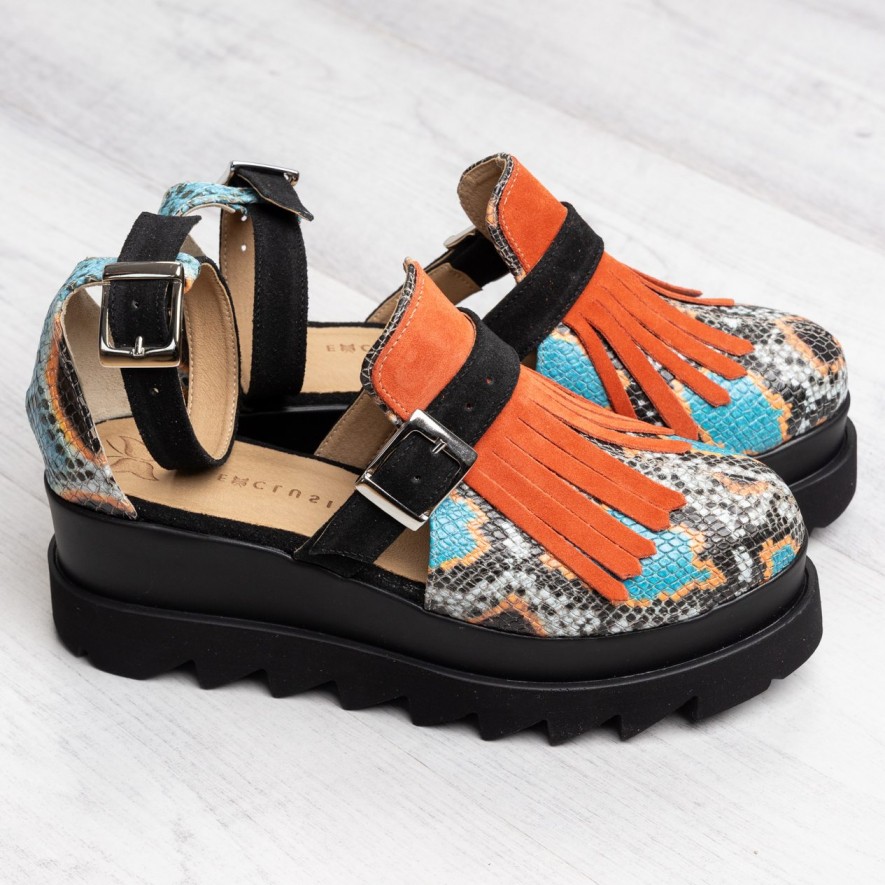 *Pantofi - Amur - Snake Turcoaz